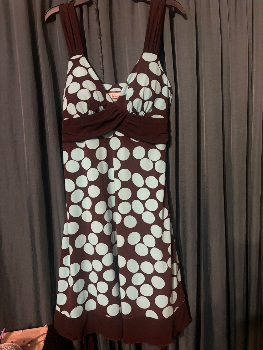 Speechless Brown and Light Blue Polka Dot Sleeveless Mini Dress